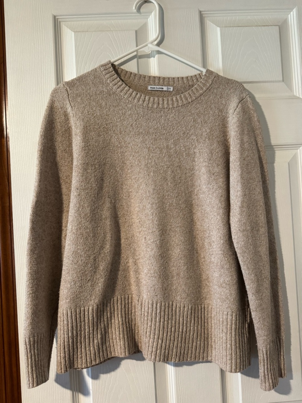 Pink Clover Taupe Crewneck Sweater